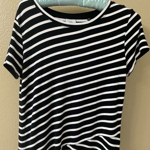CAbi Women S Black and white striped cropped sweater short sleeves